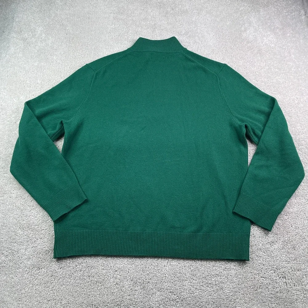 Polo Ralph Lauren Sweater Mens XXL Green Wool Quarter Zip Pullover Classic Logo
